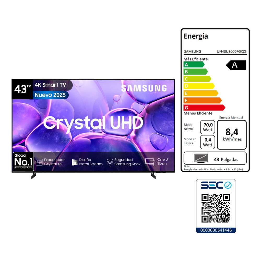 Led 43" Samsung UN43U8000FGXZS / Ultra HD 4K / Smart TV image number 8.0