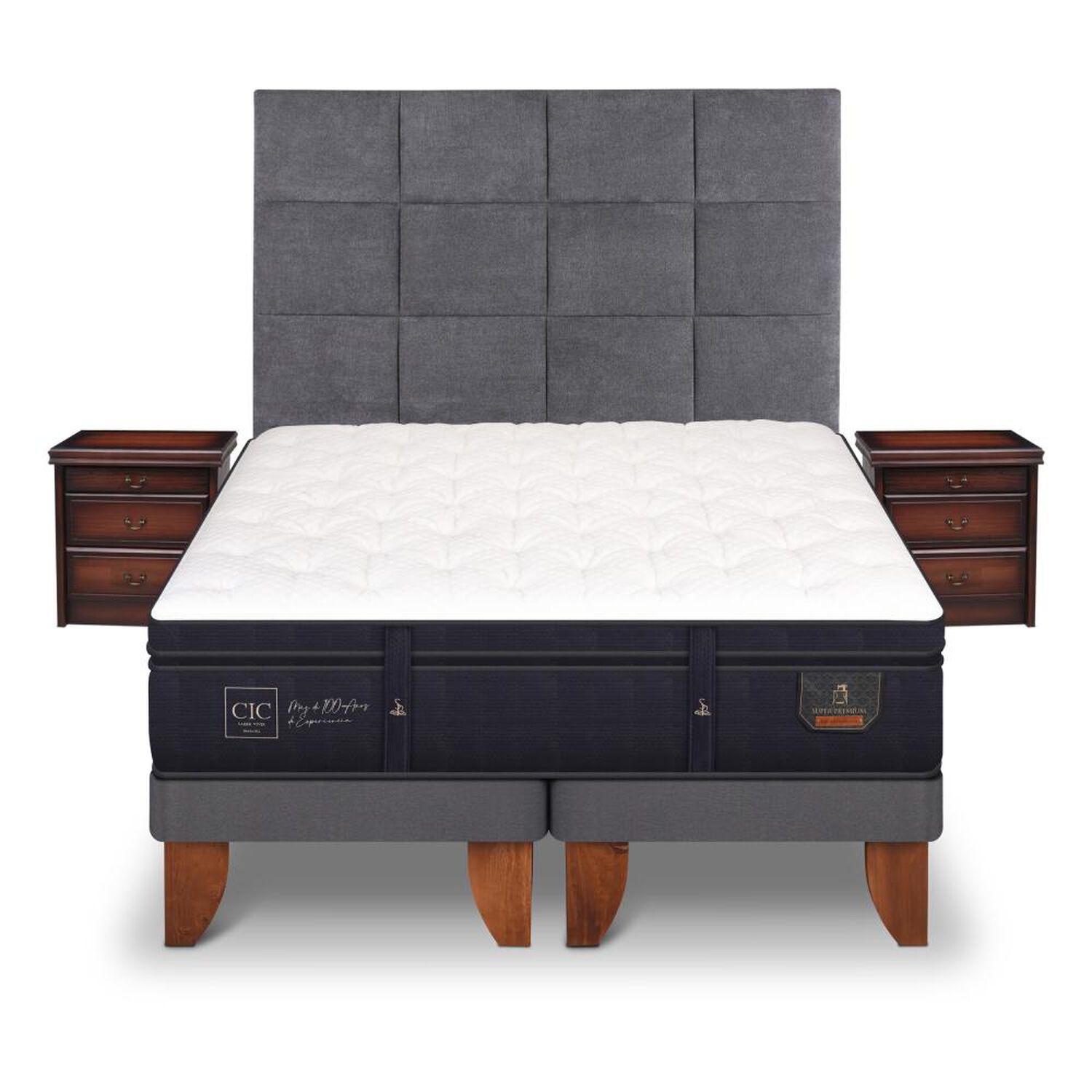 Cama Europea Cic Super Premium / King / Base Dividida + Set De Maderas image number 0.0