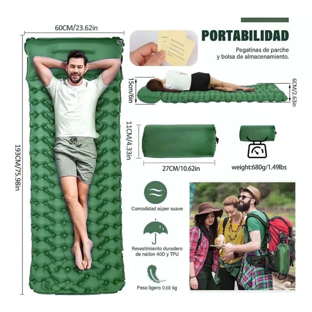 Colchon Inflable Plegable Para Camping Outdoor image number 1.0