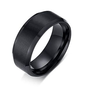 Anillo Titanio Moda 2023 Acero Quirurgico Acero Inoxidable Chile Hombre Caballero Dama Cuadrado Dorado Negro Y Plata/talla 9
