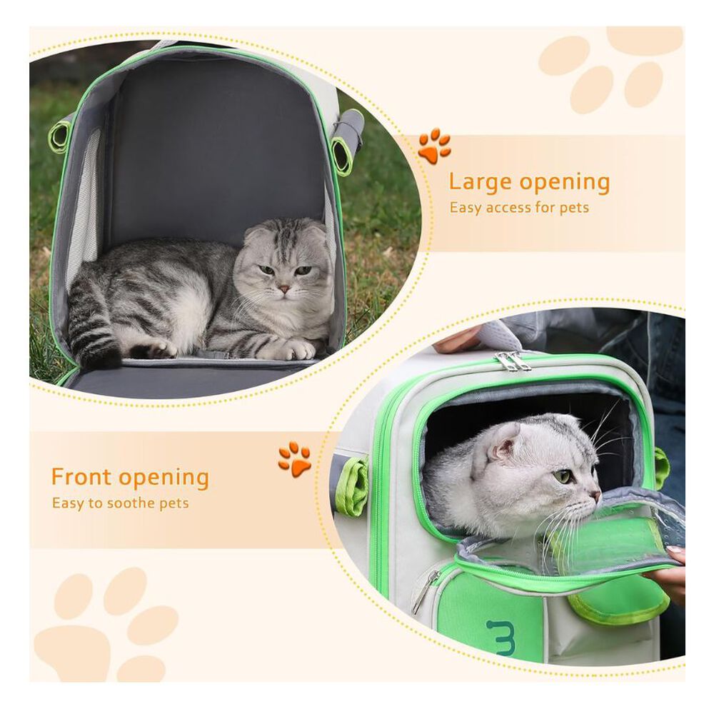 Bolso Mochila De Transporte Para Gatos Portátil Verde image number 3.0