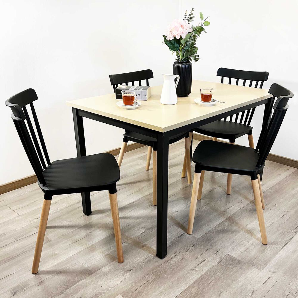 Juego De Comedor New York + 4 Sillas Windsor Negras image number 1.0