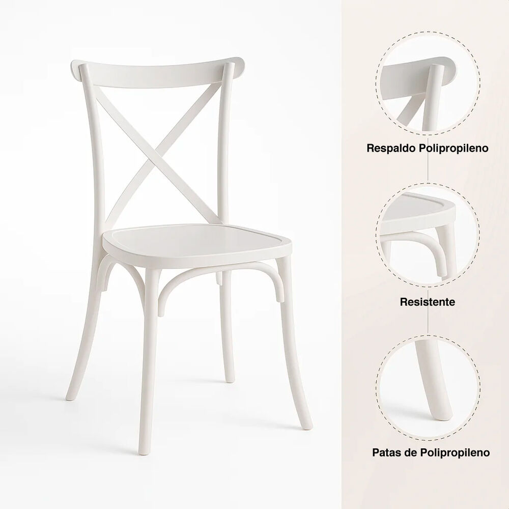 Silla Crossback Danubio De Terraza Exterior O Comedor - Blanca image number 4.0