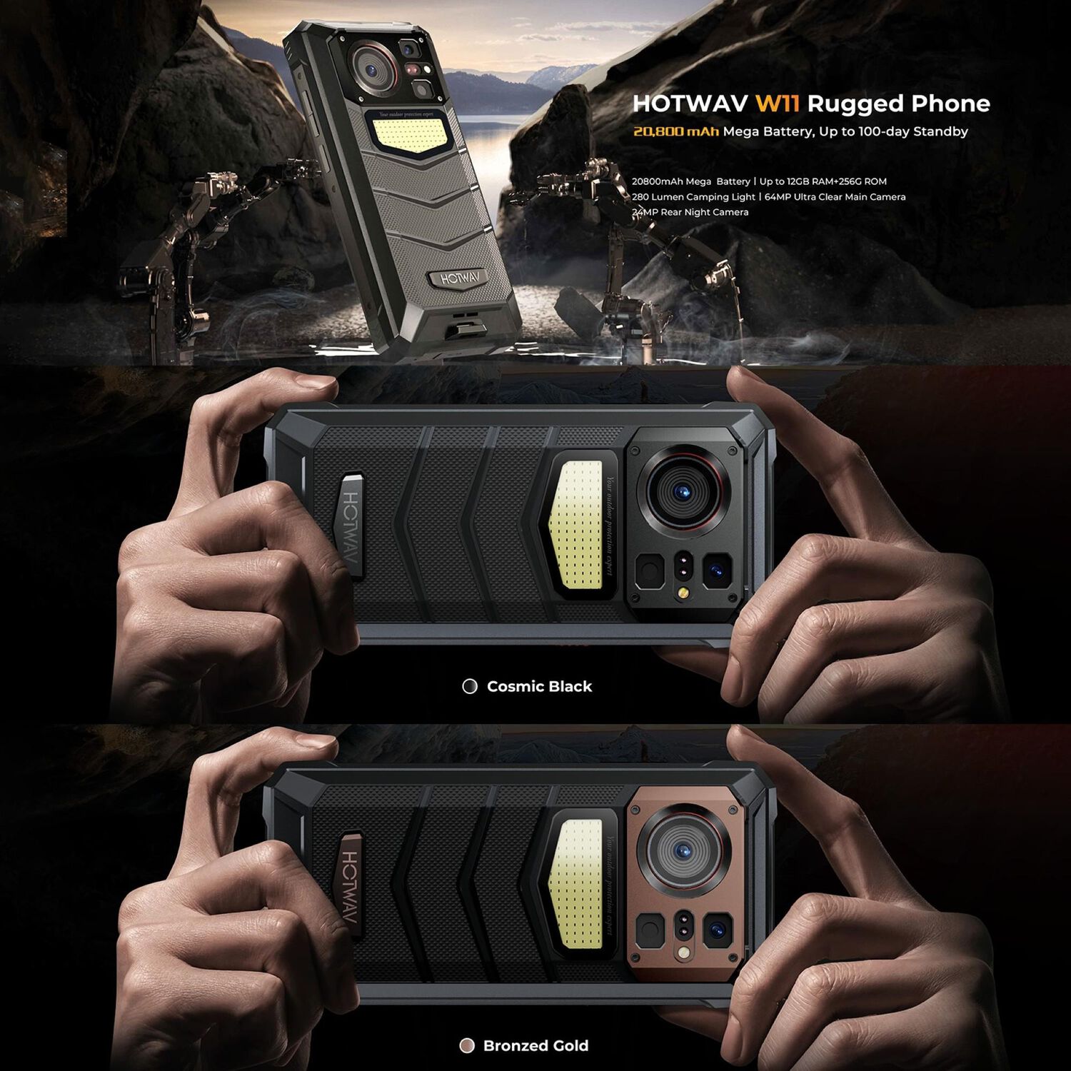 Hotwav W11 - Smartphone Resistente Con Bater&iacute;a De 20.800mah Y Led De Camping image number 3.0