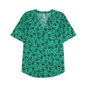 Blusa Full Print Manga Corta Cuello V Mujer Geeps