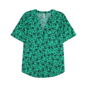 Blusa Full Print Manga Corta Cuello V Mujer Geeps