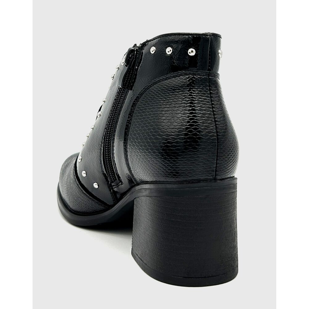 Botin Para Mujer Con Taco Medio Charol Negro image number 1.0