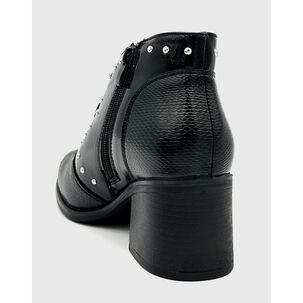 Botin Para Mujer Con Taco Medio Charol Negro