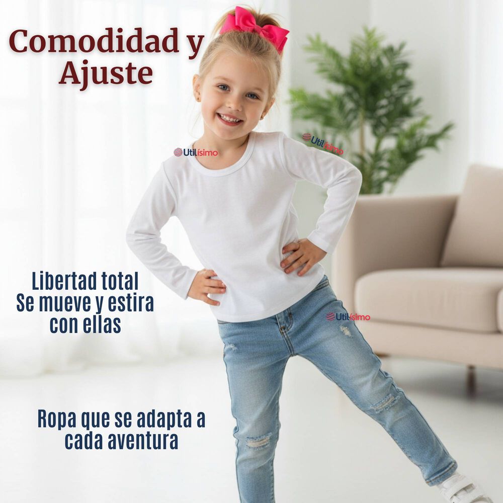 Pack 3 Camisetas Algod&oacute;n Manga Larga Polera Primera Capa Blanco Ni&ntilde;a image number 5.0
