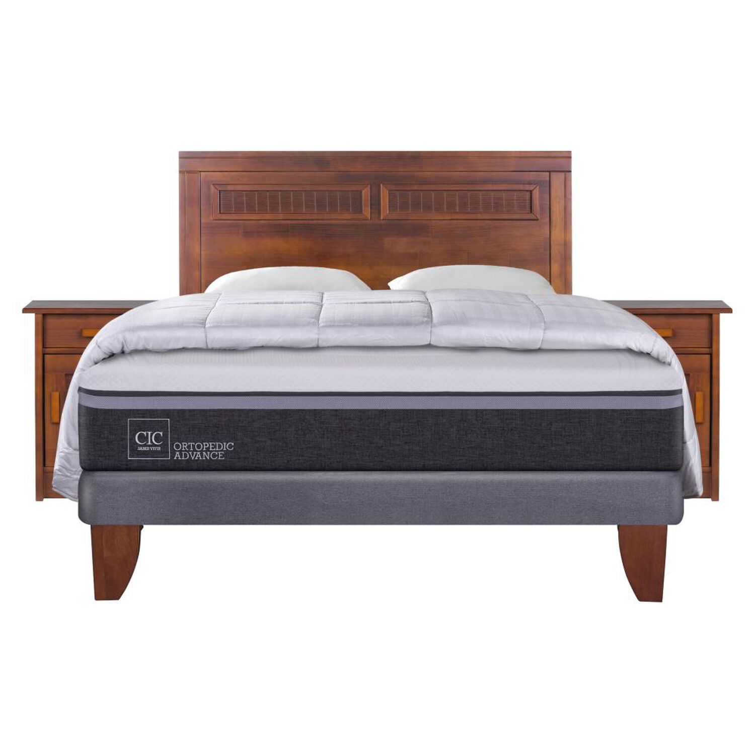 Cama Europea Cic Ortopedic Advance / 2 Plazas / Base Normal + Set De Maderas + Textil image number 0.0