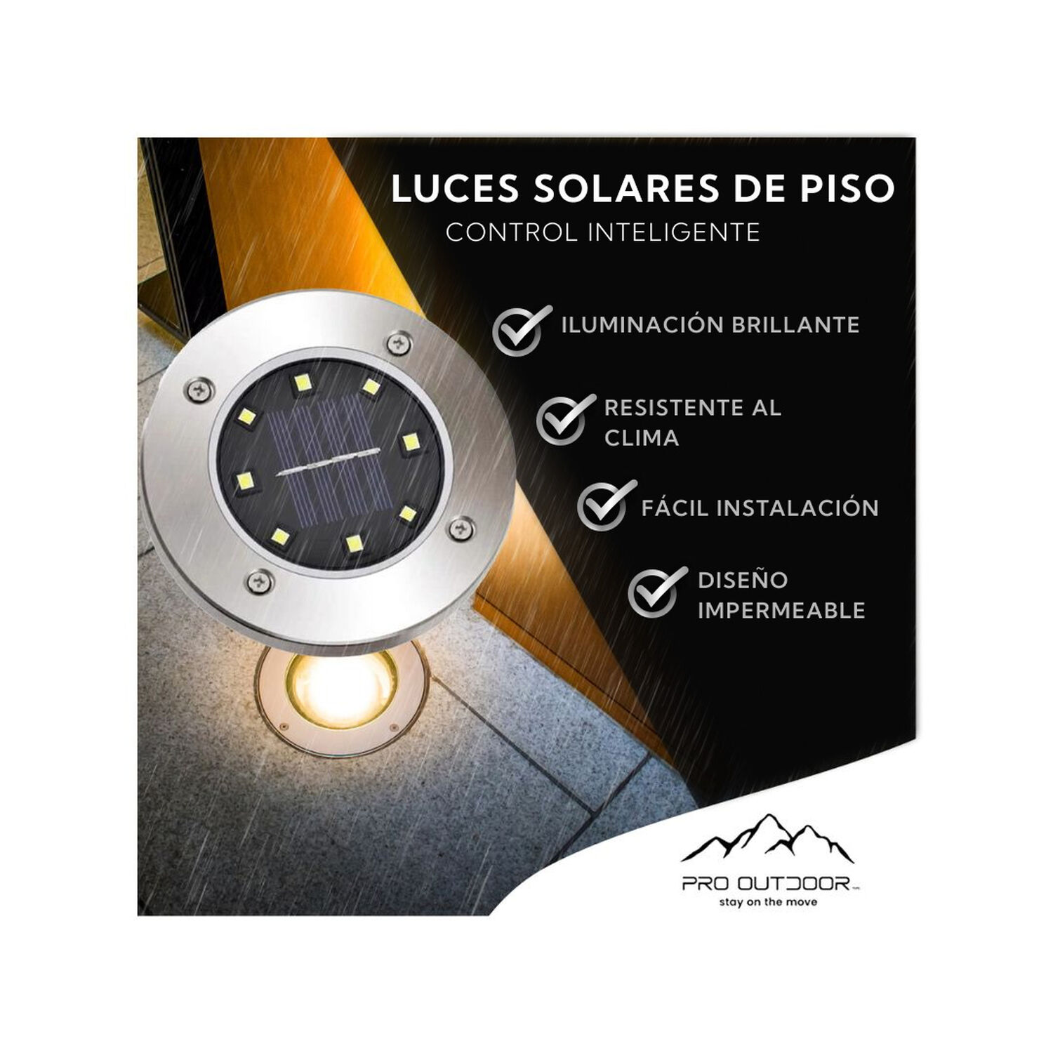 4 Luces Led De Piso Solar Contra Agua image number 1.0