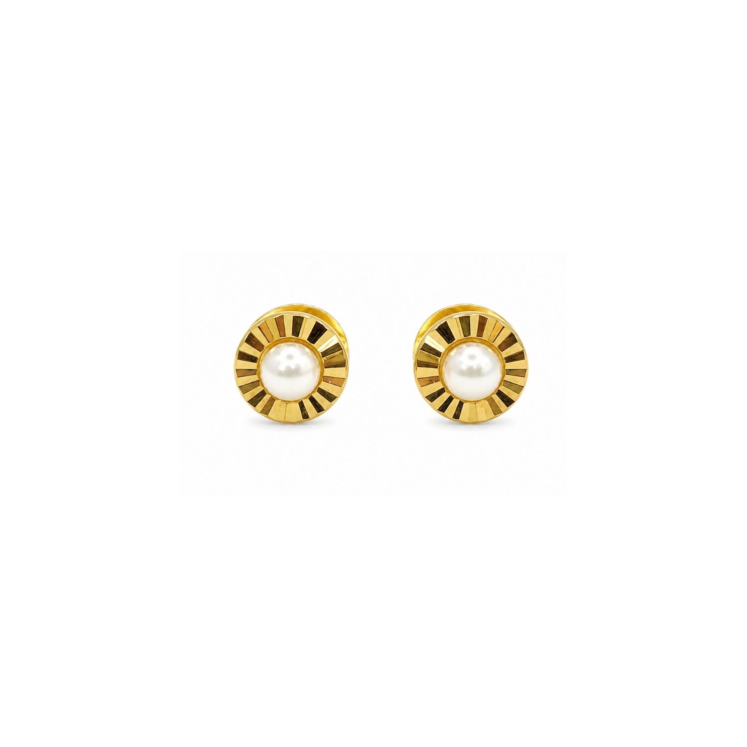 Aros Abridores Redondela Perla Blanca 5mm Oro 18k Beb&eacute; Ni&ntilde;a Dorado image number 1.0