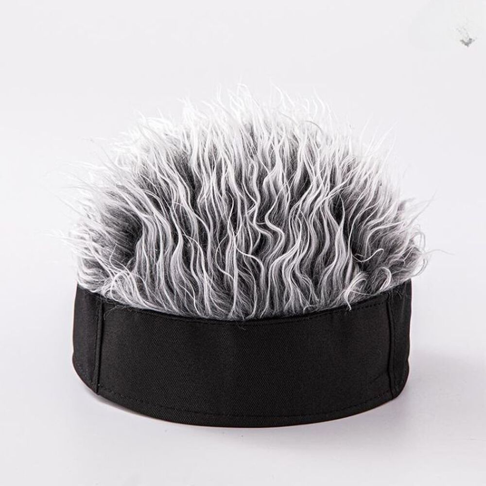 Gorra Con Peluca De Pelo Falso Gris Temático image number 0.0