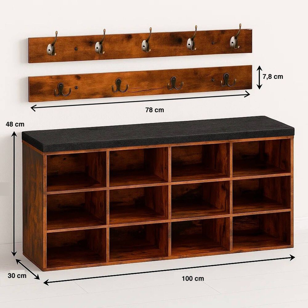 Banco Organizador Con Zapatero Y Percheros R&uacute;sticos image number 3.0