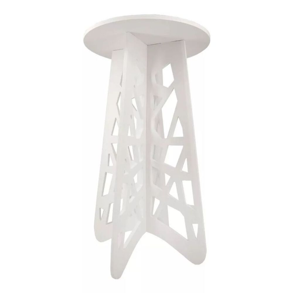 Mesa Auxiliar Moderna De Centro Decoración Redondo Blanca image number 0.0