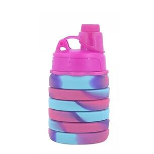 Botella Agua Para Ni&ntilde;os Silicona Plegable Arcoiris 500ml Fucsia
