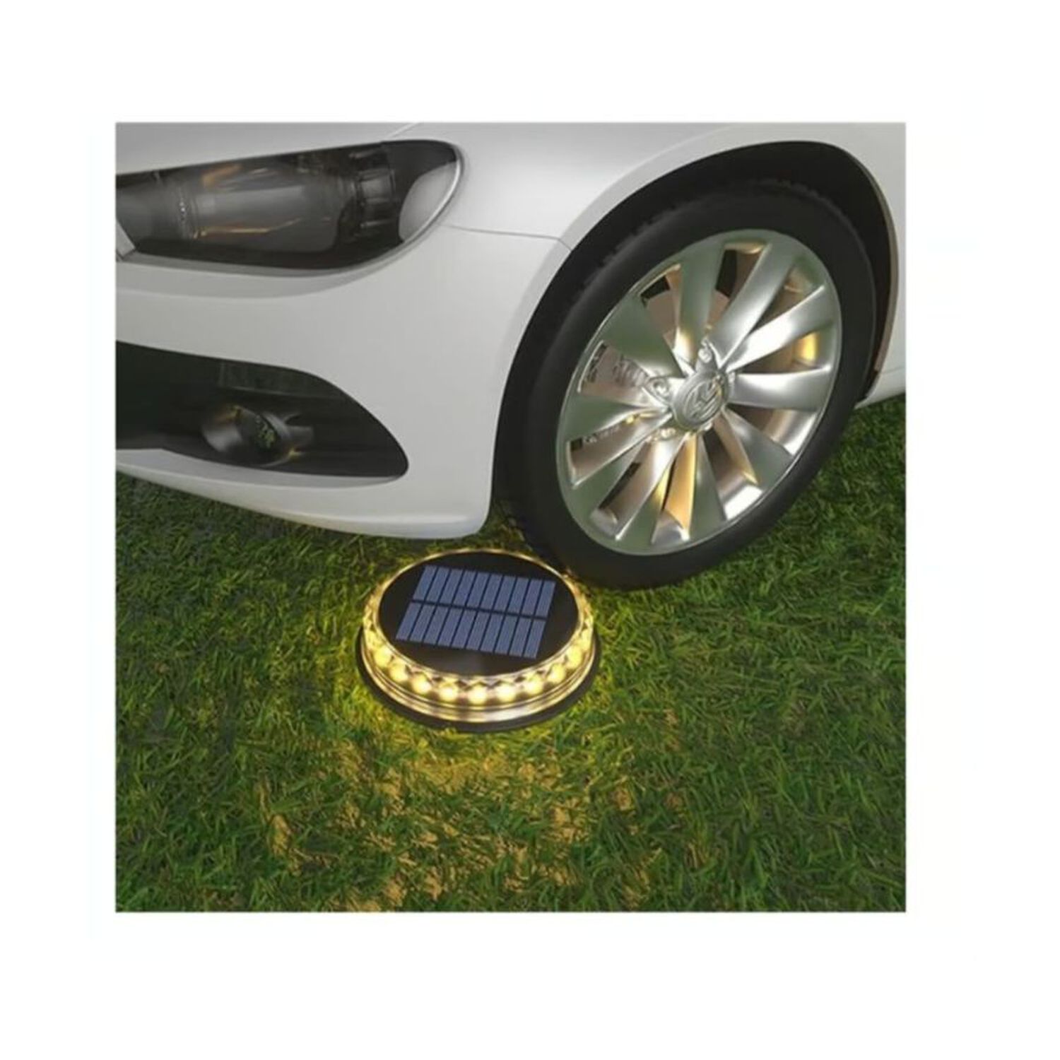 Pack 2 Lampara Disco Solar Impermeable Estaca Jardin Luz Calida image number 3.0