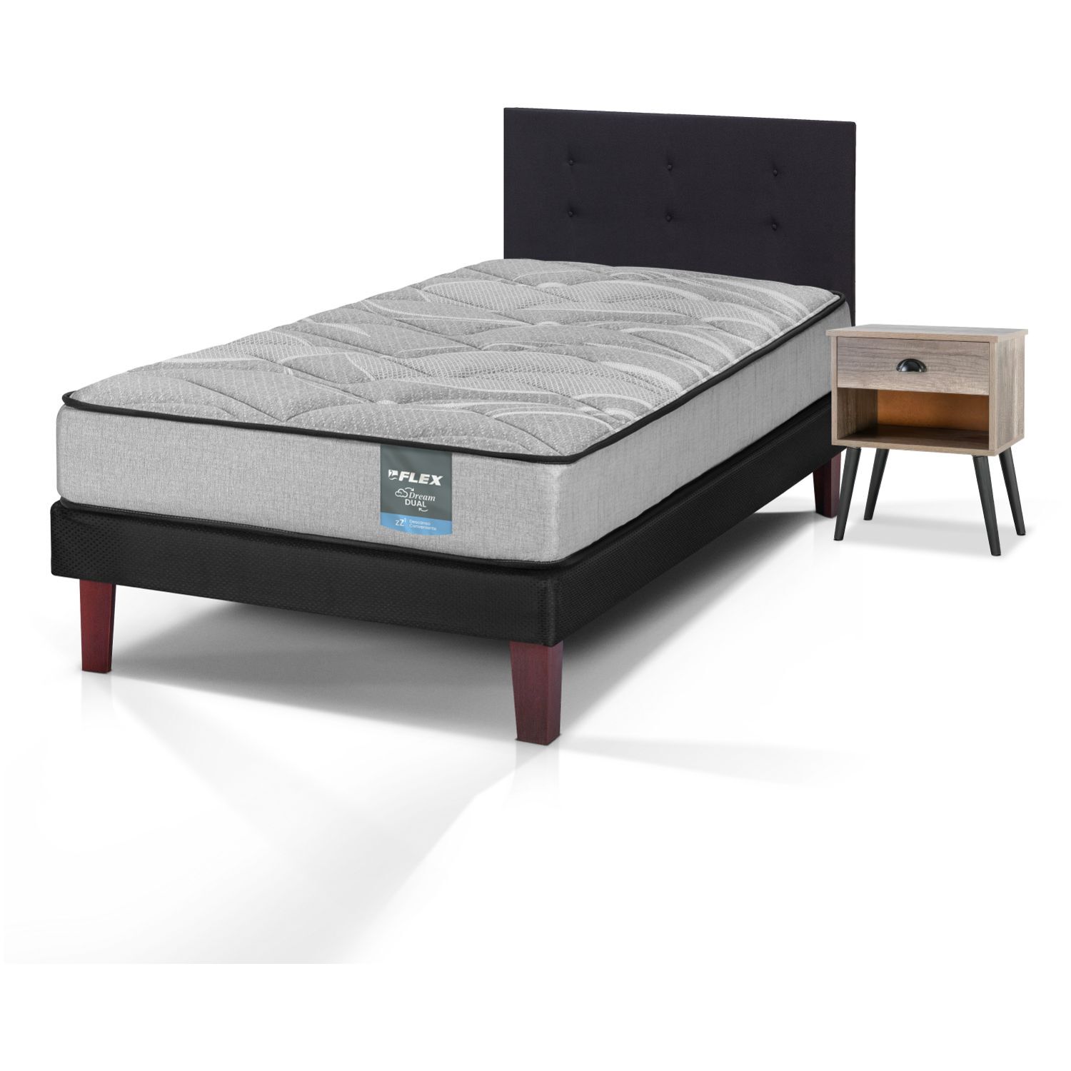 Cama Europea Flex Dream Dual / 1.5 Plazas + Set De Maderas image number 3.0