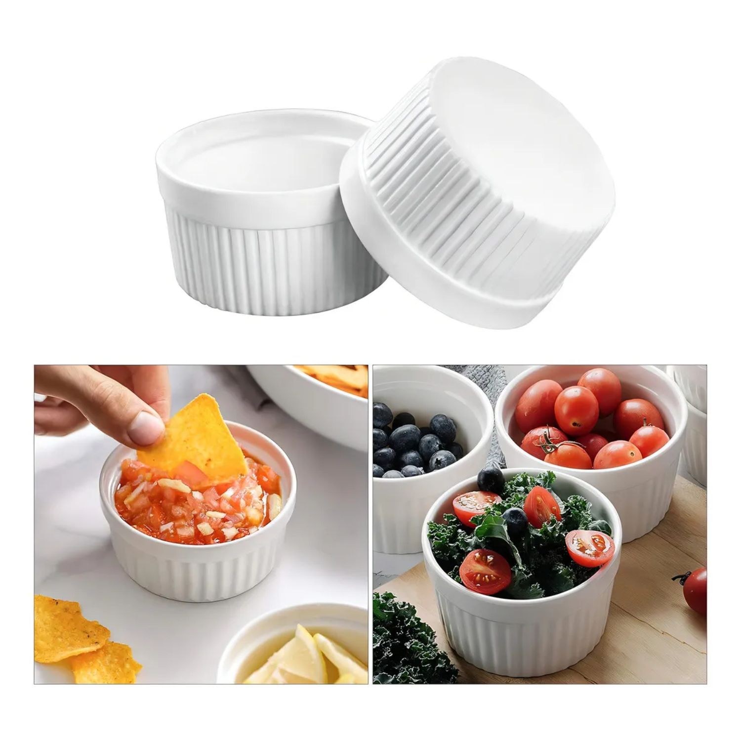 Set 6 Pocillos Ramekin Ceramica Blanco 6cm Cocina Horno image number 2.0