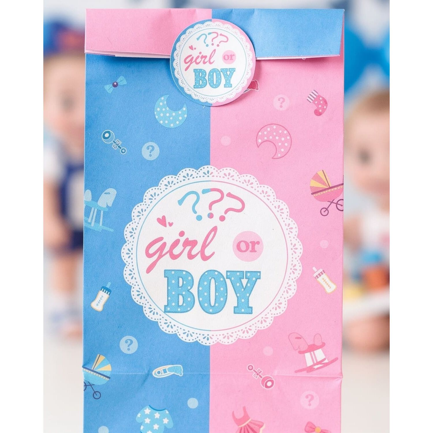 12 Bolsa De Revelacion De Genero Baby Shower Cotillon image number 6.0