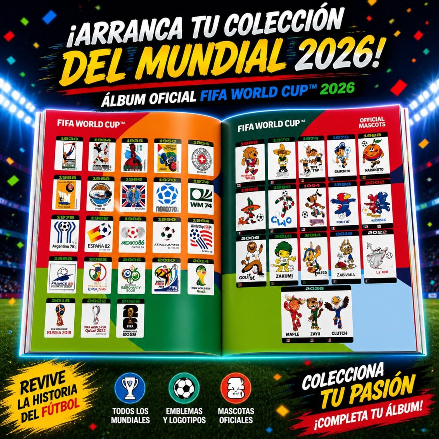 Pack &Aacute;lbum Mundial Fifa 2026 + 10 Sobres (70 L&aacute;minas) image number 6.0