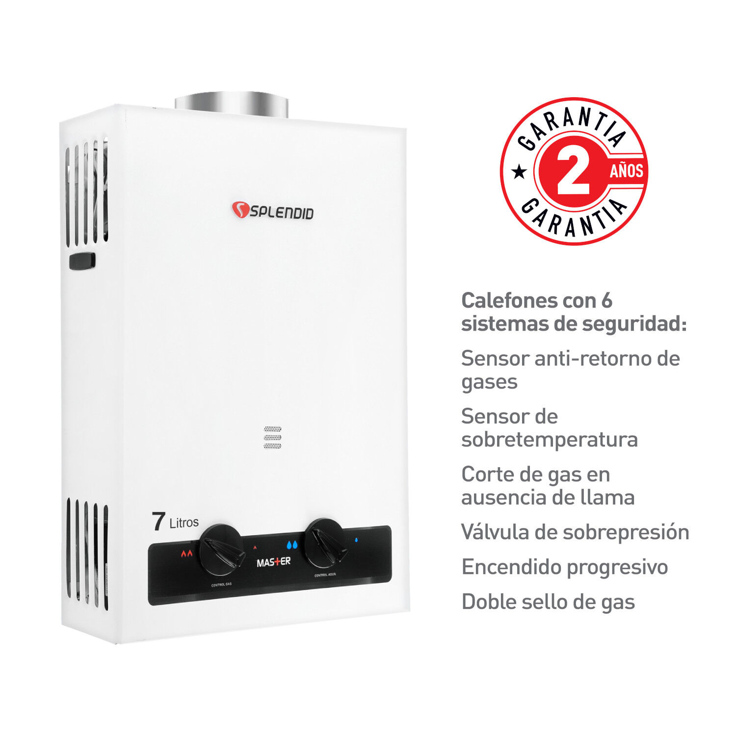 Calefont 7 Litros Gas Licuado Tiro Natural Splendid image number 3.0