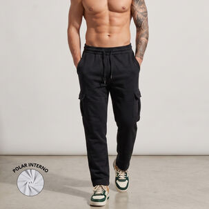 Pantalon Buzo Cargo Forro Polar Hombre