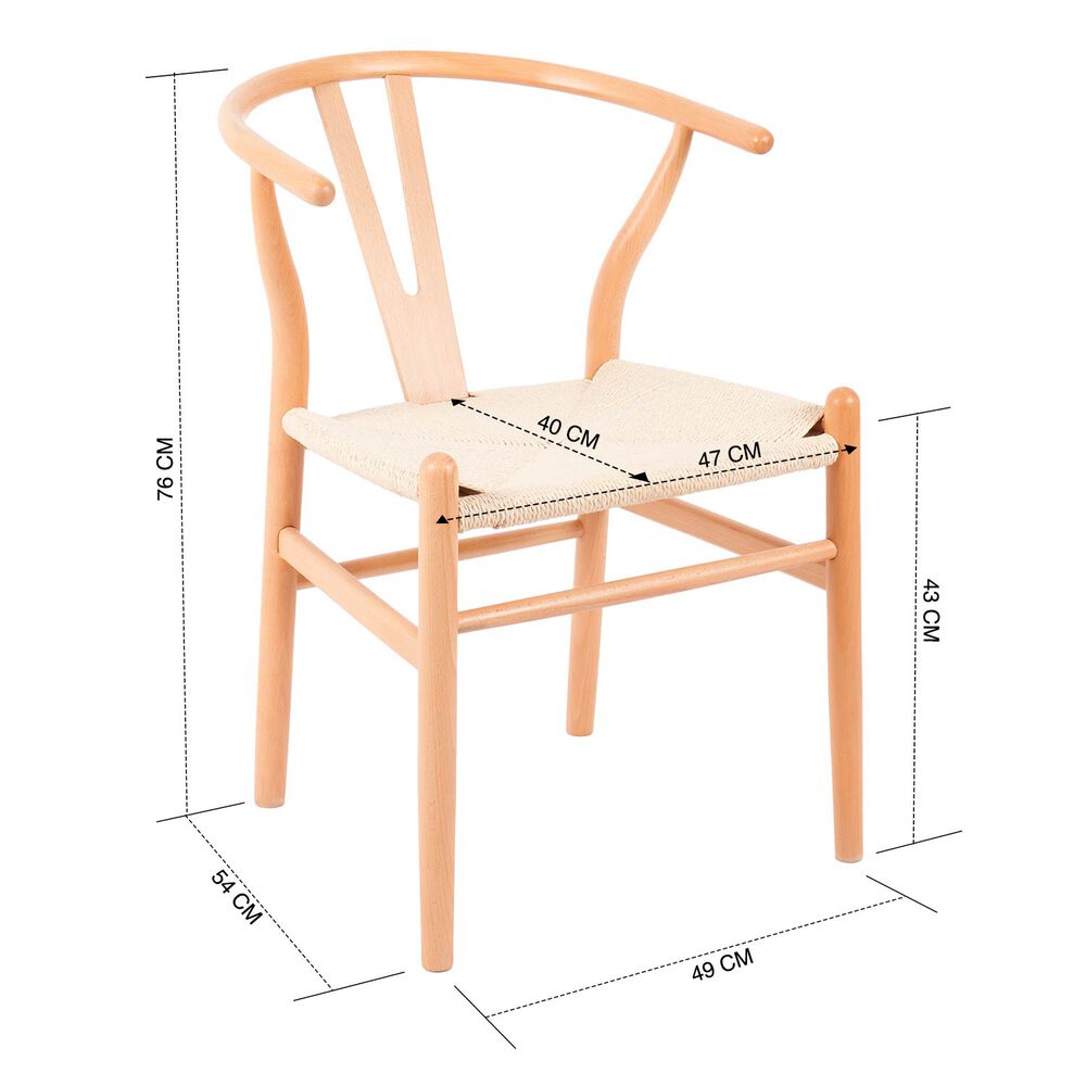 Pack 2 Sillas Comedor Novahus Wishbone Natural Beige image number 7.0