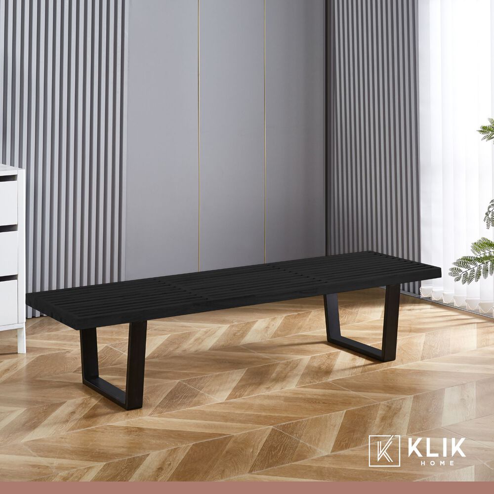 Banqueta De Madera Y Metal George Nelson 160cm - Negra image number 1.0