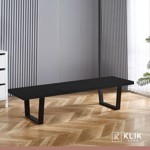 Banqueta De Madera Y Metal George Nelson 160cm - Negra