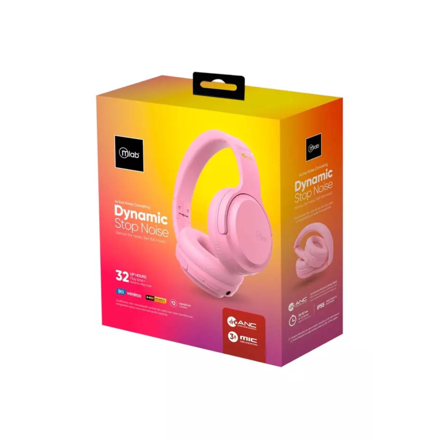 Audifonos Bluetooth Overear Rosado Dynamic Stop Noise Mlab image number 3.0