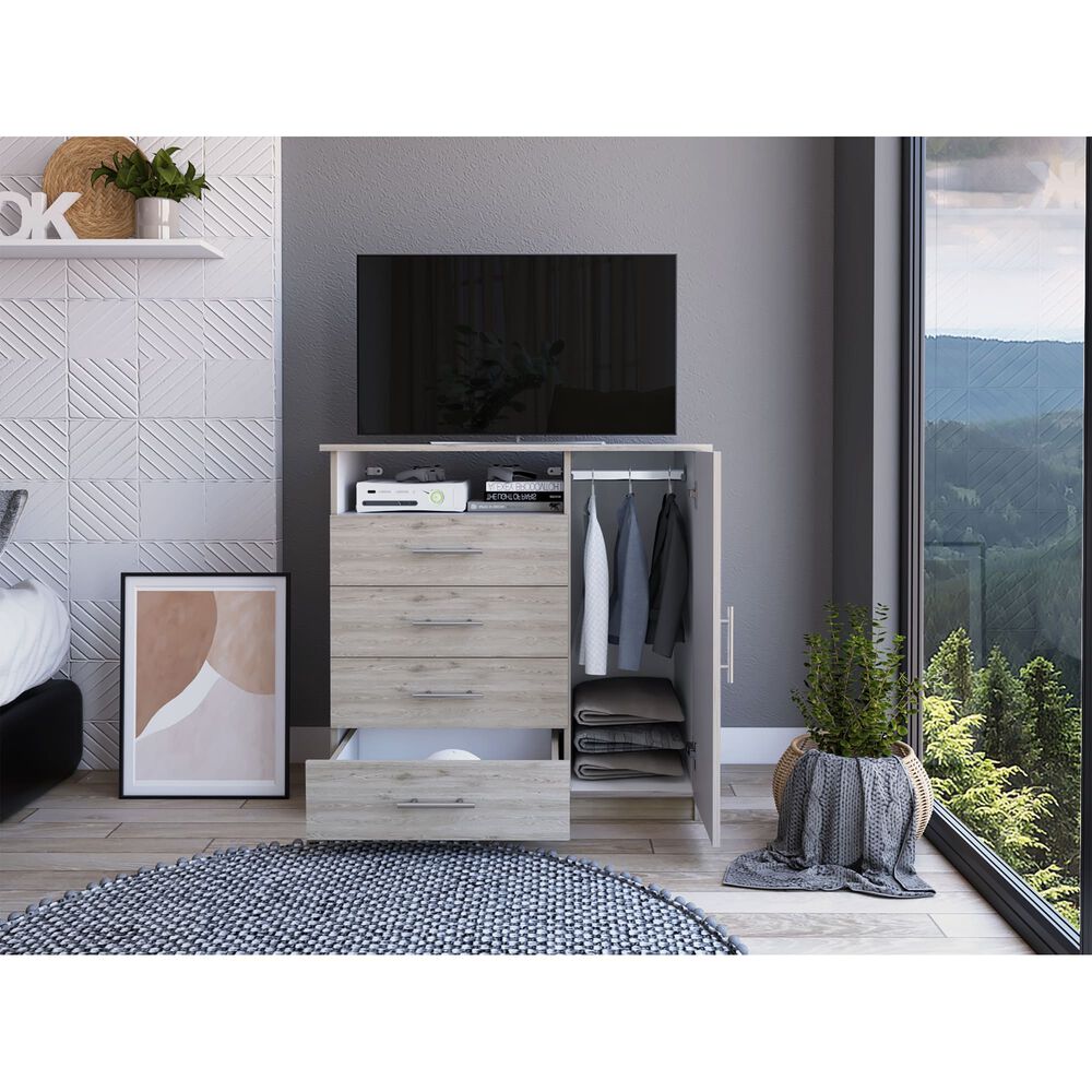 Comoda 4 Cajones 1 Puerta Fm-018g - Gris Claro image number 5.0