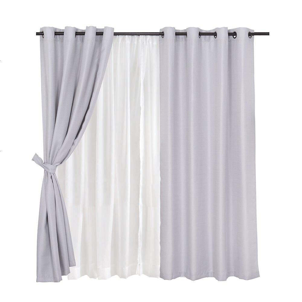 Set Cortina Jqd Rustica 8pzas Argolla 140x220 Gris image number 0.0