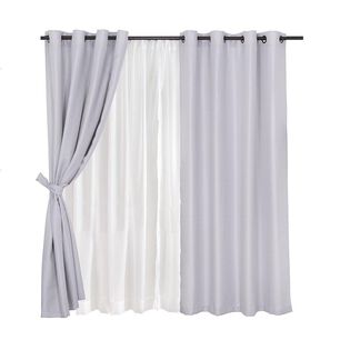 Set Cortina Jqd Rustica 8pzas Argolla 140x220 Gris
