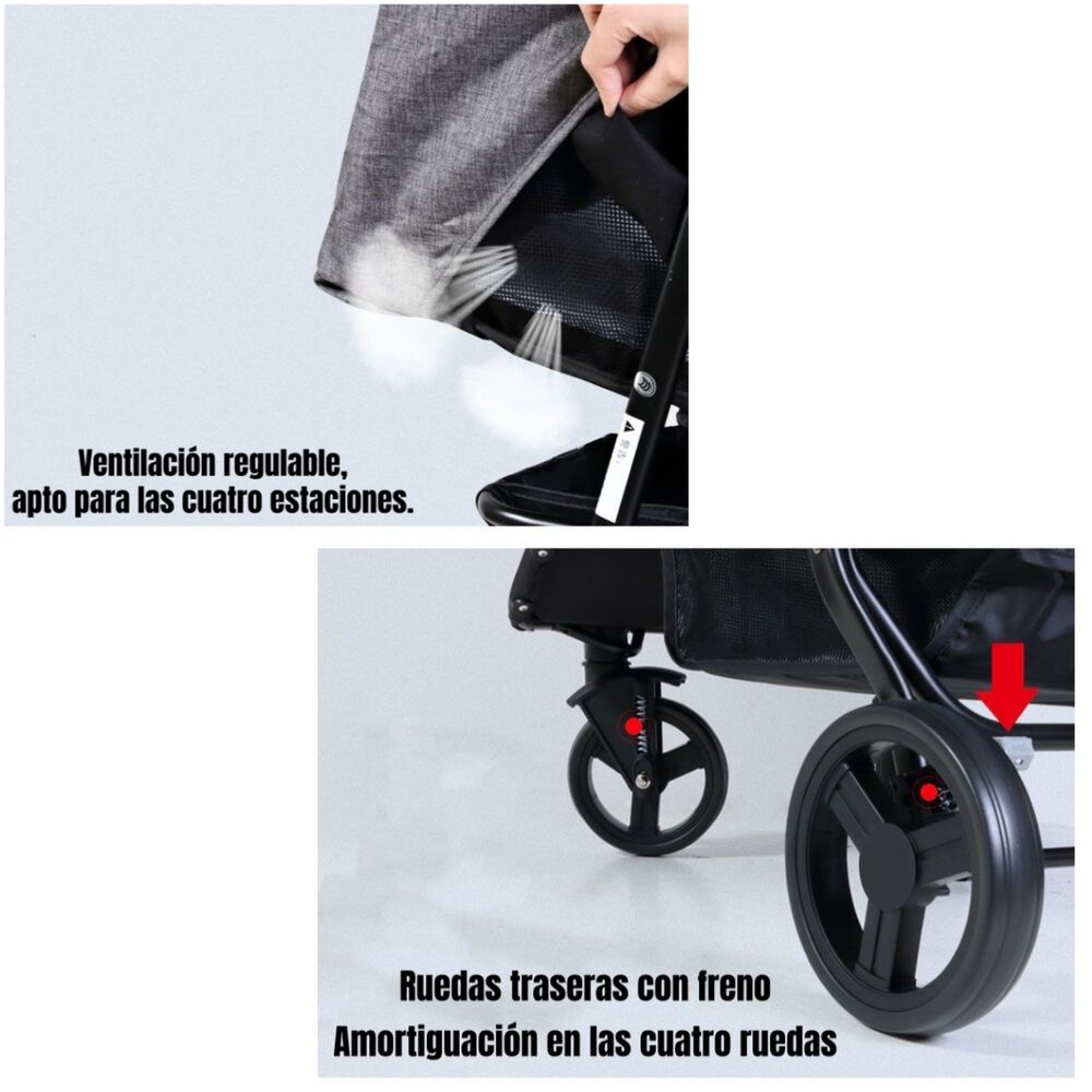 Coche Doble Reclinable 4 A&ntilde;os Seebaby Gris Lubabycas image number 5.0