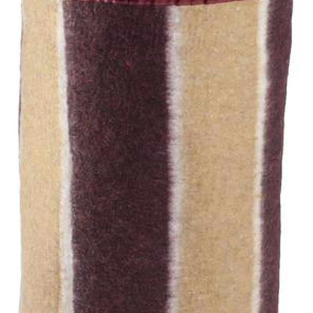 Frazada Andes Listada 1.5 Plaza Burdeo Beige image number 0.0