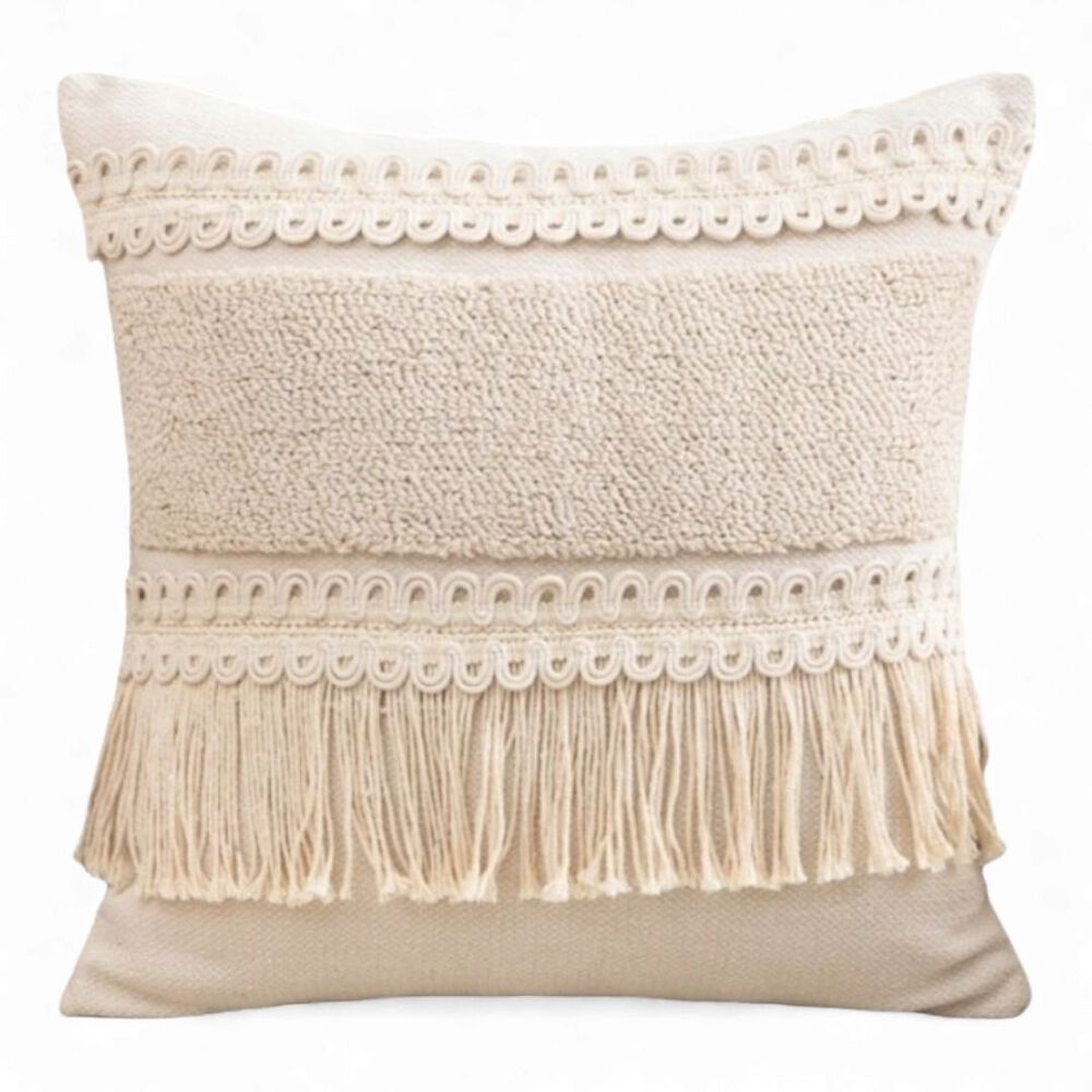 Funda De Boho Medida 45cm X 45cm Con Cierre Oculto De Tela Tipo Lona Fb2-5 image number 0.0