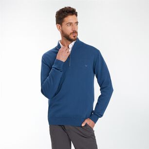 Sweater Slim Fit Manga Larga Cuello Alto Medio Cierre Hombre Az Black