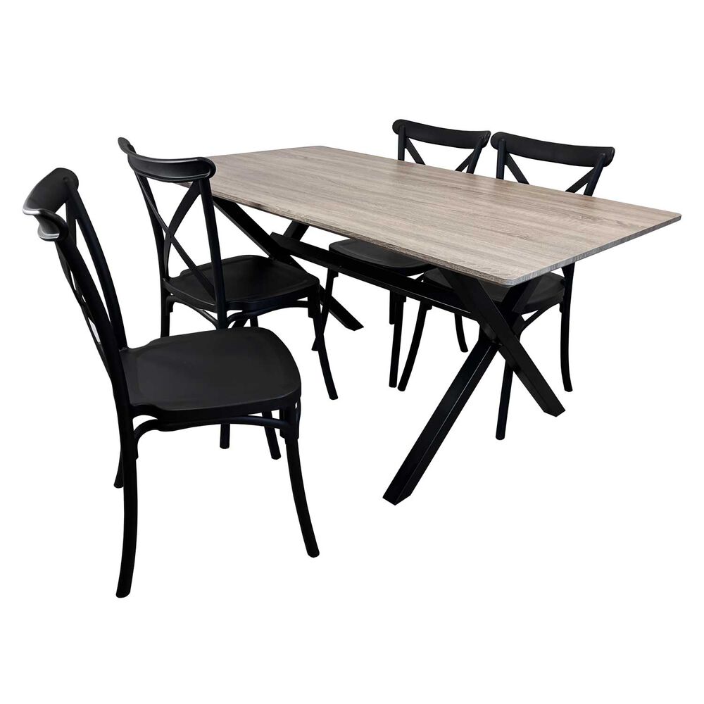 Juego De Comedor Vermontt 4 Sillas Crossback Retro Negra image number 6.0