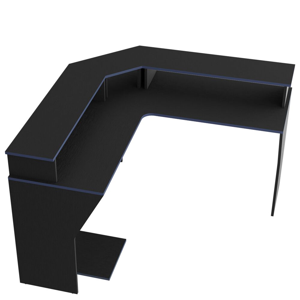 Escritorio Gamer En L 88,5x127,9x127,9 Cm Fm-046n Negro Y Azul image number 3.0