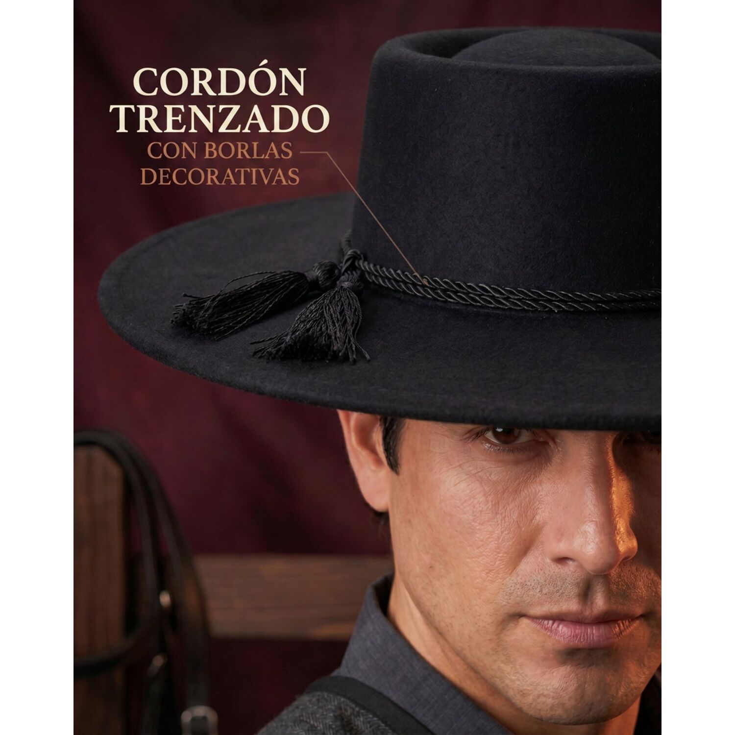 Sombrero Huaso Elegante Adulto Fiestas Patrias image number 23.0