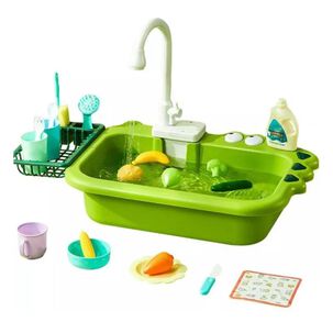 Juguete Fregadero Lavavajillas Con Accesorios Verde Infantil