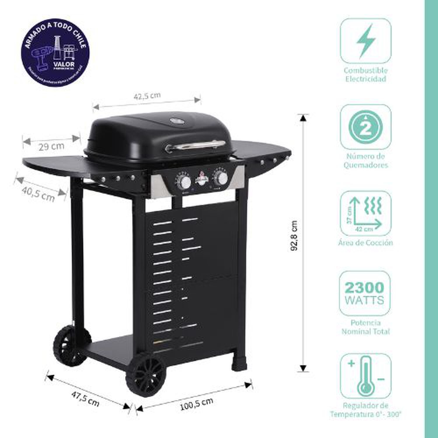 Parrilla Electrica 2 Quemadores Manhattan Black image number 1.0
