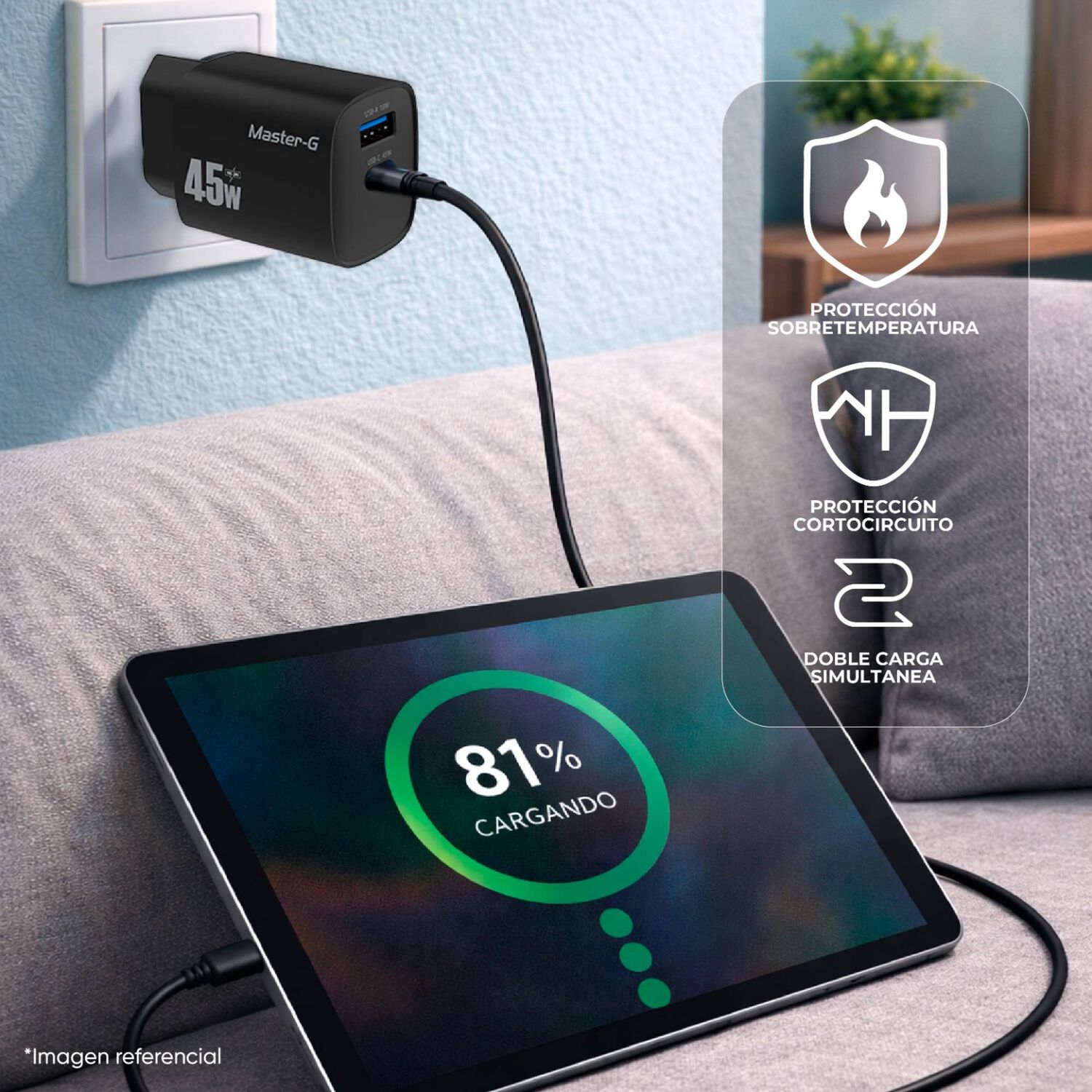 Cargador Port&aacute;til Carga R&aacute;pida 45w + Cable Usb-c Master-g image number 2.0