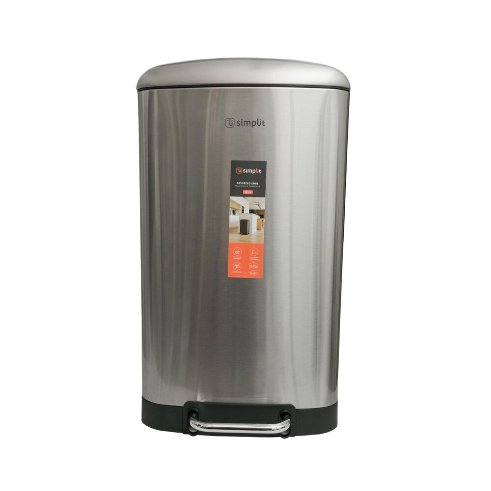 Basurero Cocina Iron 40lts Pedal Acero Inox Simplit image number 0.0