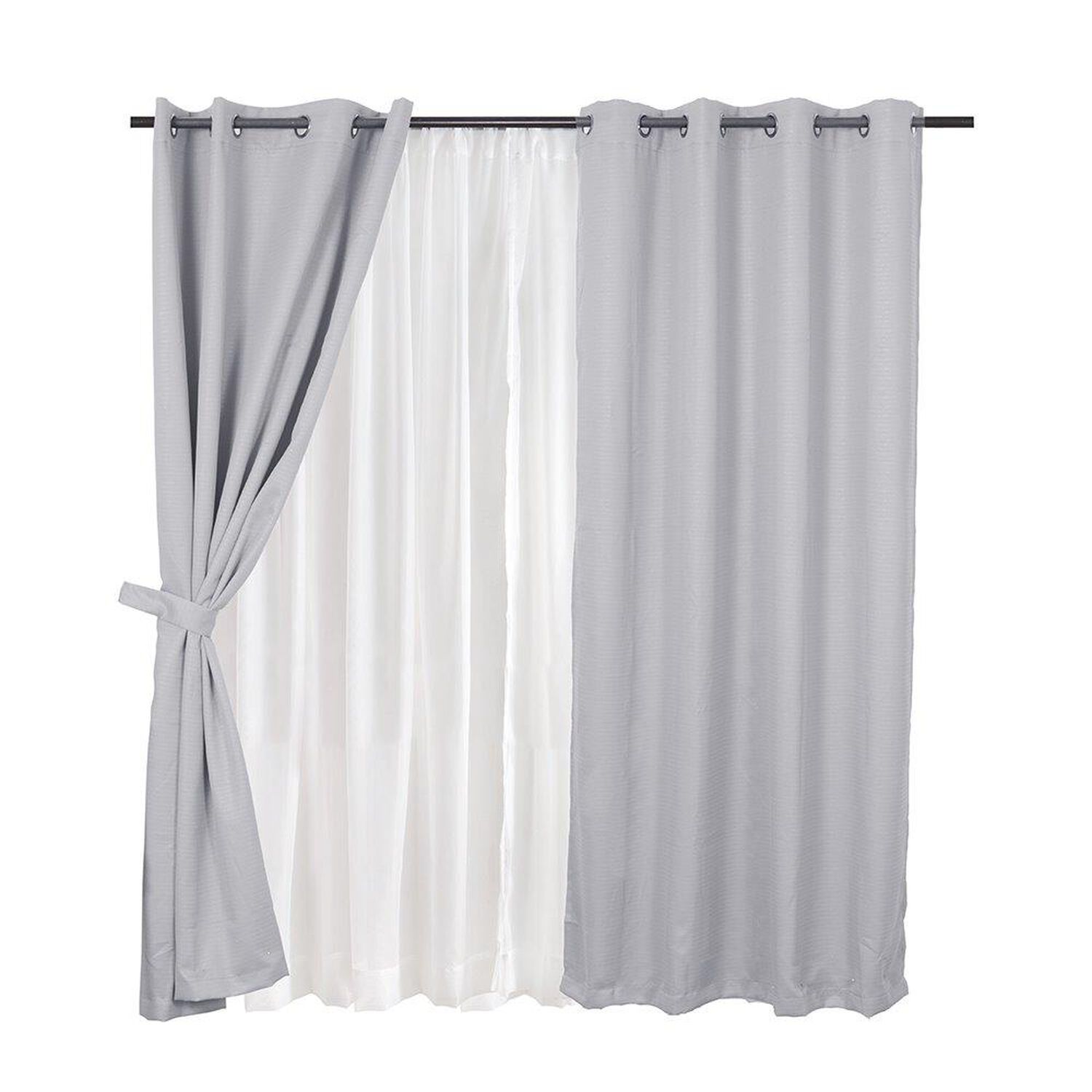 Set Cortina Blackout Emb. 8pzas Arg. 140x220 Gris Frutillar image number 0.0