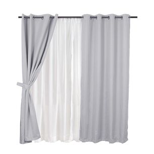 Set Cortina Blackout Emb. 8pzas Arg. 140x220 Gris Frutillar