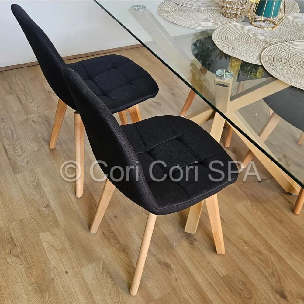 Pack 6 Sillas Capitonne Lino Negro image number 2.0