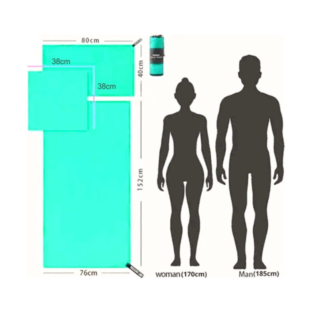 Set 3 Toallas Baño Viaje Microfibra Secado Rápido Menta image number 5.0