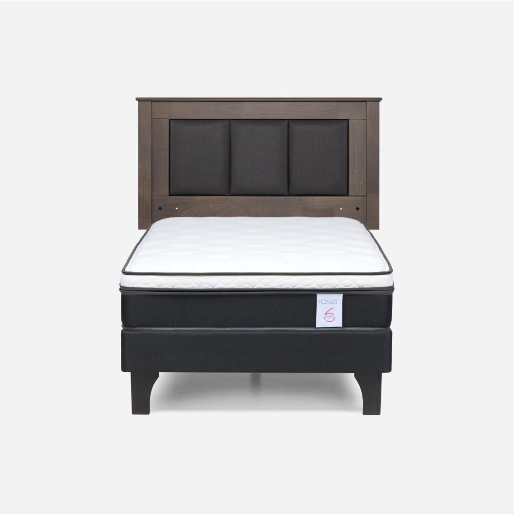 Cama Europea Rosen New Style 6 / 1.5 Plazas / Base Normal  + Respaldo Rachel Gris image number 0.0